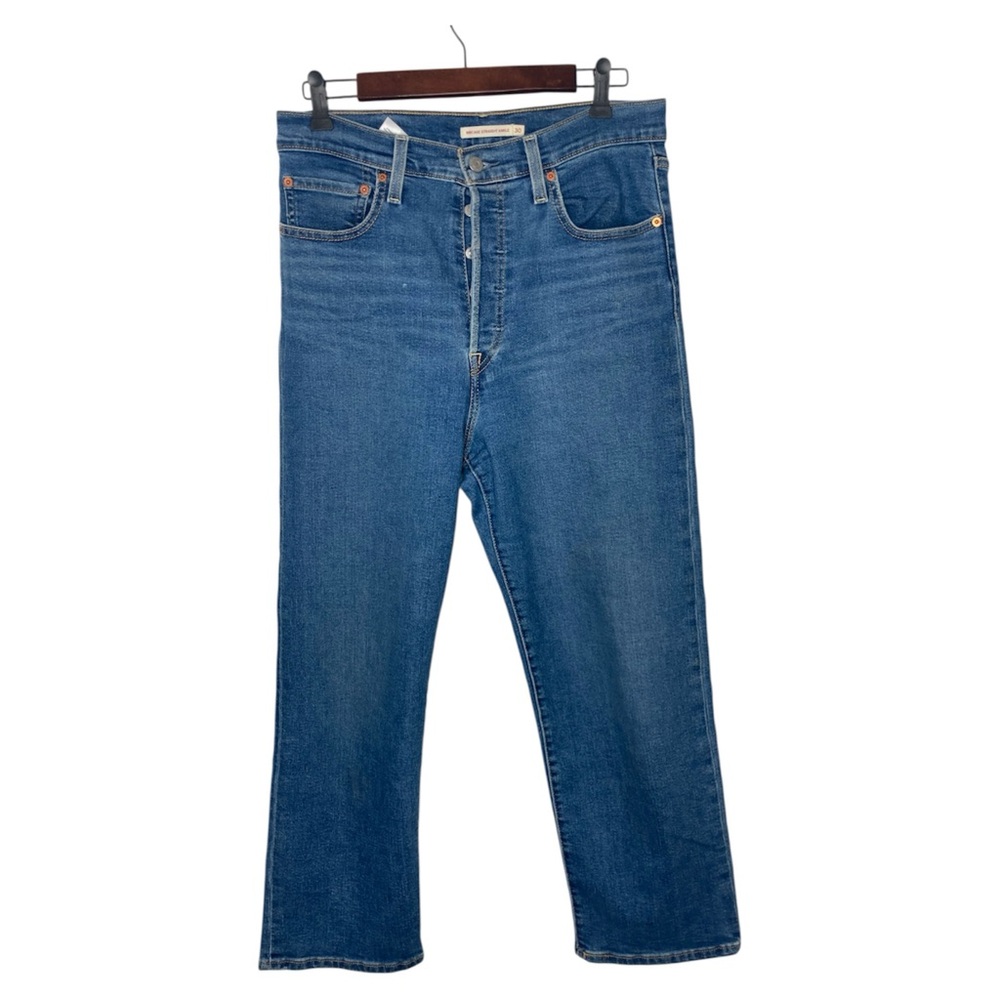 Levi's Ribcage Straight Leg Ankle Jeans Women's size 30 Button  Blue Denim Jeans